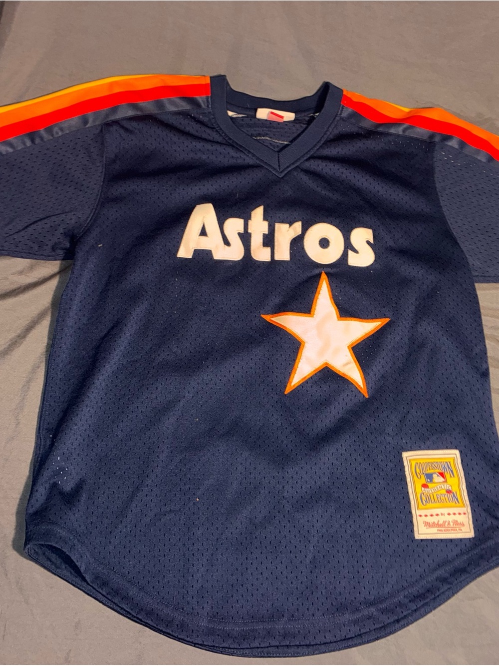 Mitchell & Ness Houston Astros Navy and Orange Short Sleeve Jersey